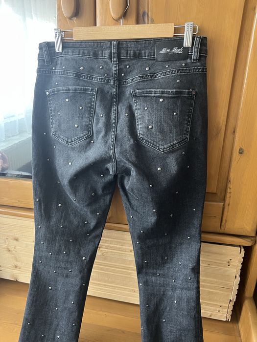 jeans cu strasuri, elastici, negru prespalat mos mosh marimea M-L 38-4
