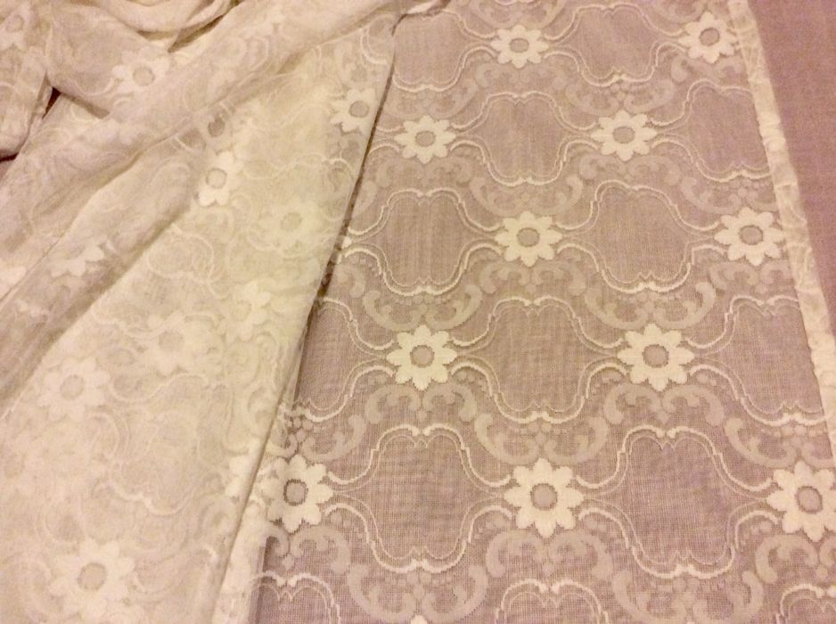 дантелен плат за перде - снежно бял цвят- височ. 1,72 м, шир. 3 метра
