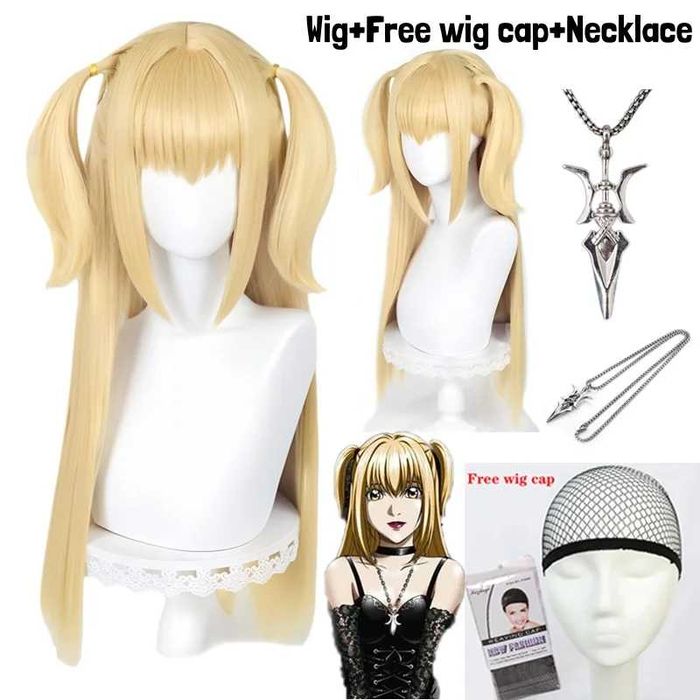 Златисто руса аниме перука с колие Anime Death Note Misa Amane Cosplay