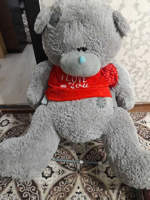 Мягкая игрушка мишка Тедди, серый, для детей 120 см