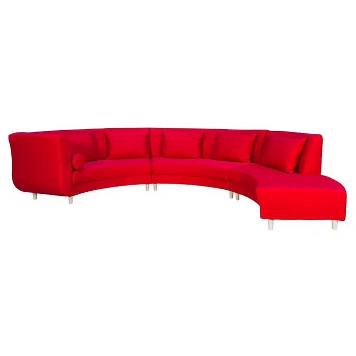 Vand coltar stofa culoare rosu : L 410 x l 305 x H 88 cm