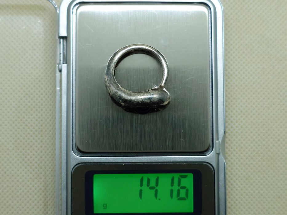 Inel designer ALVARADO – argint 925 cu sferă de sticlă albastră