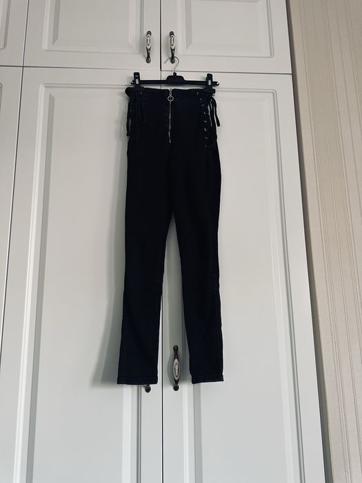 Blugi negri , elastici , cu talie inalta , masura Xs / S