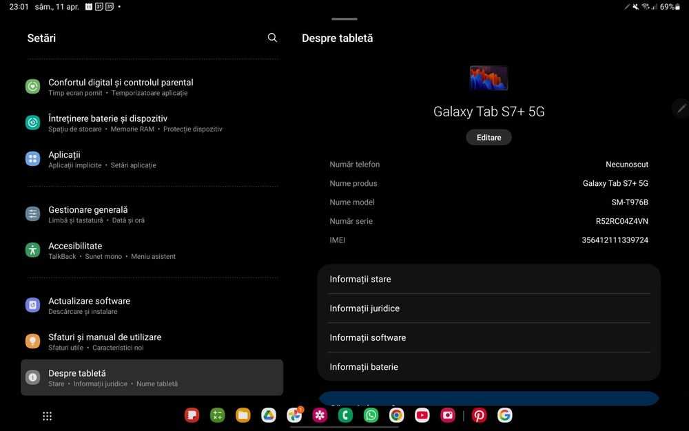 Tableta Samsung s7 plus, 5g