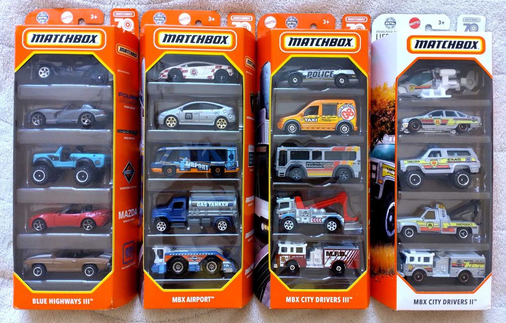 Matchbox 5 pack метални колички от 2016, 2017, 2020 и 2023 г.