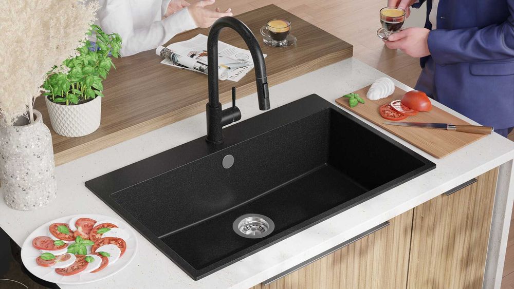 графит кухненска мивка от гранит Рига 80 XXL 780 x 500 мм