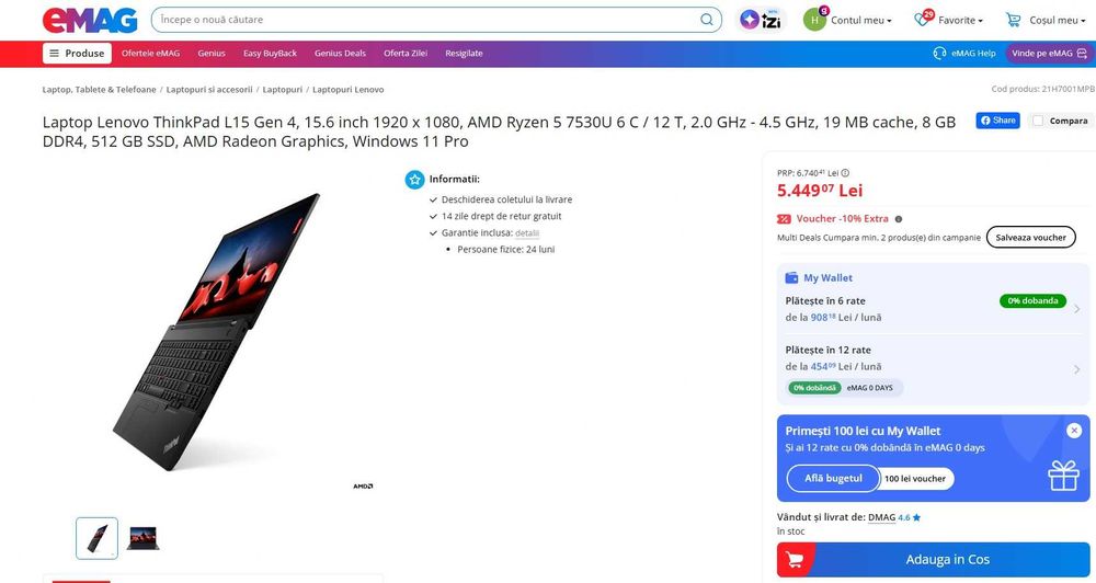 Lenovo ThinkPad L15 Gen 4 - AMD Ryzen 5 PRO 7530u , 16GB RAM, 512 GB SSD -Garantie