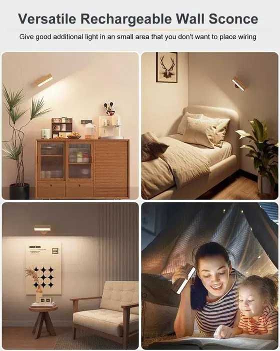 Set 2 buc Aplice de perete cu baterii DetarZinLED, reîncărcabile