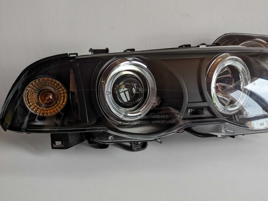 Фарове БМВ Е46 ЛЕД Черни Тунинг Angle eyes LED BMW E46 Седан 98-01'