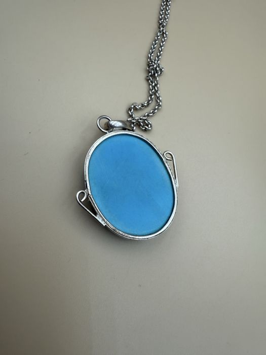 Lant din  argint si  pandantiv piatra albastra