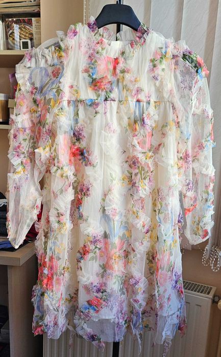 Rochie din tul cu imprimeu floral pentru fete