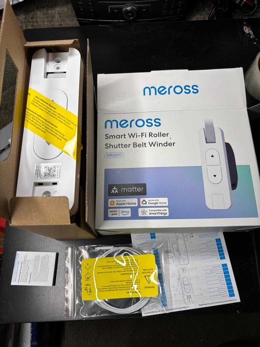 Automatozare Rulou electric Meross Matte cu bandă, montat încastrat (max. 45 kg, 6 m²), acționare Smart Home pentru rulouri cu temporizator automat