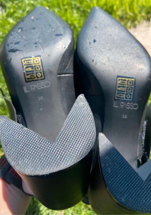 Pantofi slingback de piele cu varf ascuțit , Negru/Gri il  Passo