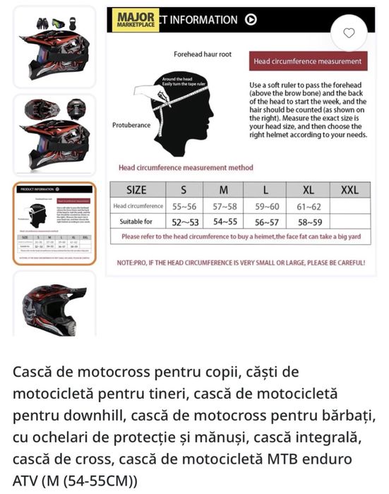 Vand casca motor masura M