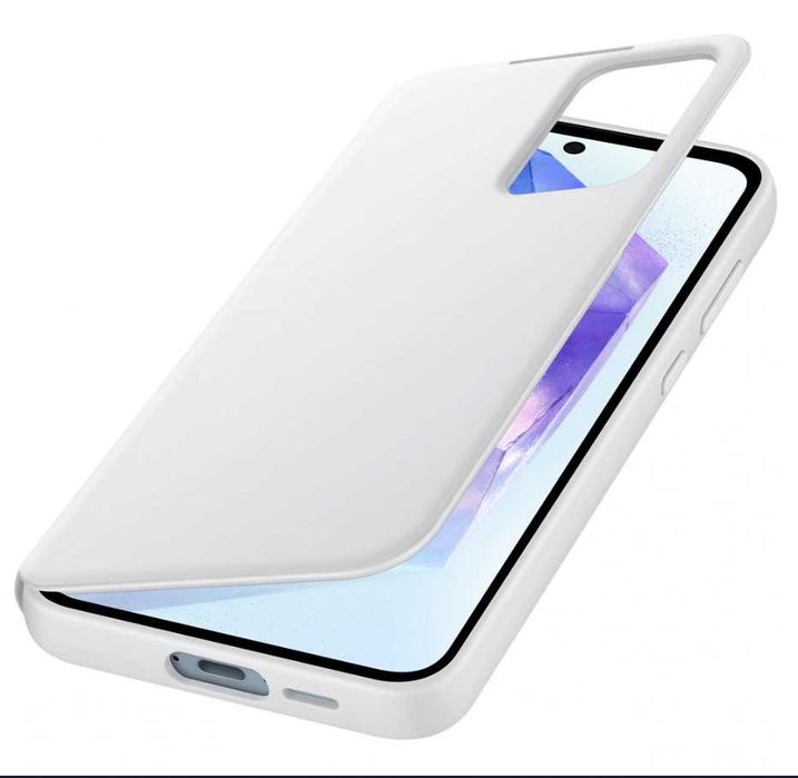 Husa originala Samsung A55 flip cover, sigilata, alb