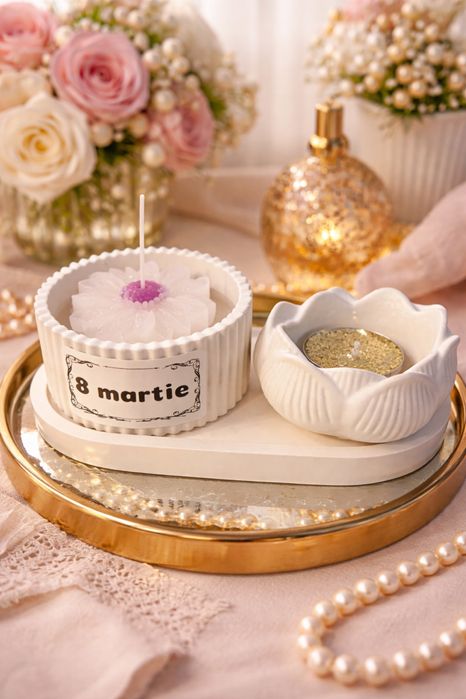 Set din ceramica cu lumanare