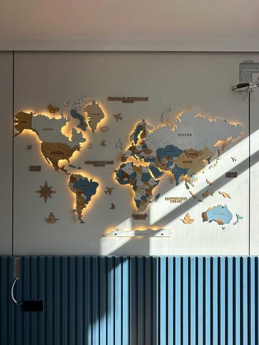 Карта мира интерьерная