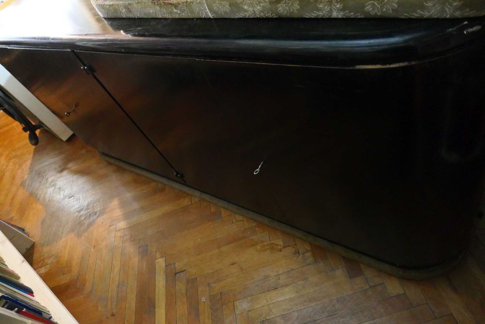 Bufet vechi Negru Rotunjit la colturi Comoda Servanta Art Deco Thoner Radauti Perioada Interbelica Lemn 4 usi
