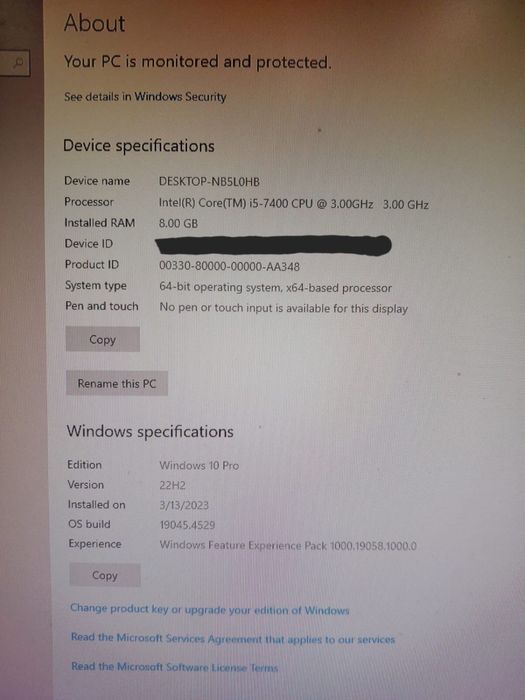 PC Desktop gaming intel i5 7400 3.00GHz