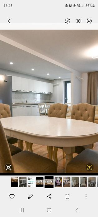 Vând masă și 6 scaune lemn masiv ,ALB.