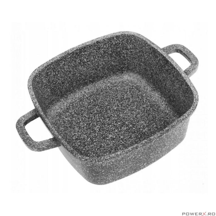 Vas pentru cuptor termorezistent, strat antiaderent marmura, cu capac,