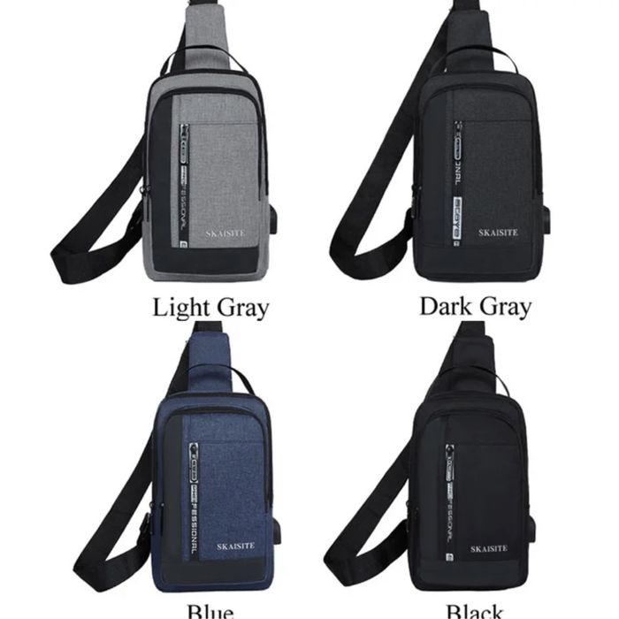 Мъжка чанта за през рамо многофункционална с USB порт за зареждане
