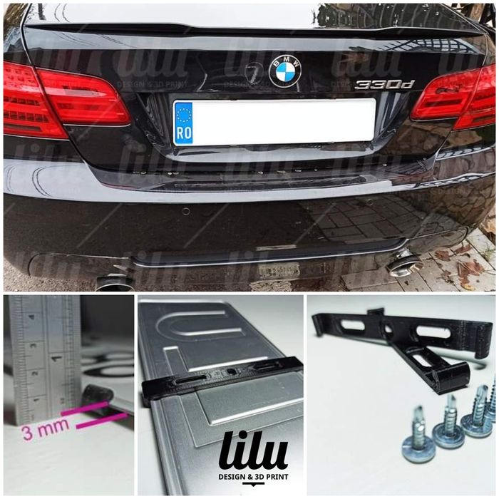 Suport slim negru numar placuta de inmatriculare auto masina suporti