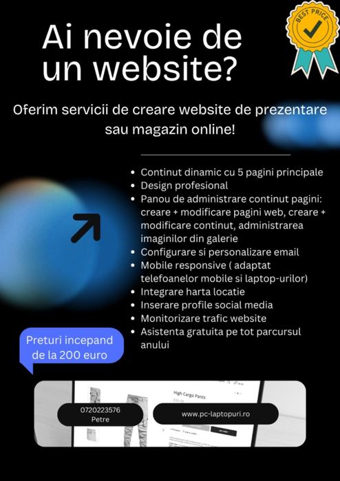 Service de mentenanta Web site si magazin on-line.