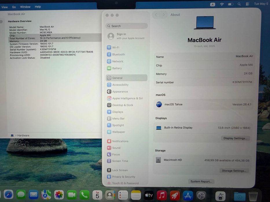 MacBook Air 13" M4 10-CPU, 10-GPU, 24GB RAM, 512GB SSD В ГАРАНЦИЯ
