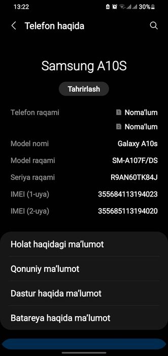 Samsung A10S sotiladi