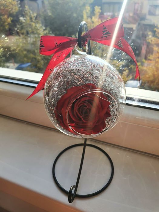 Glob criogenat cu trandafir si suport Craciun