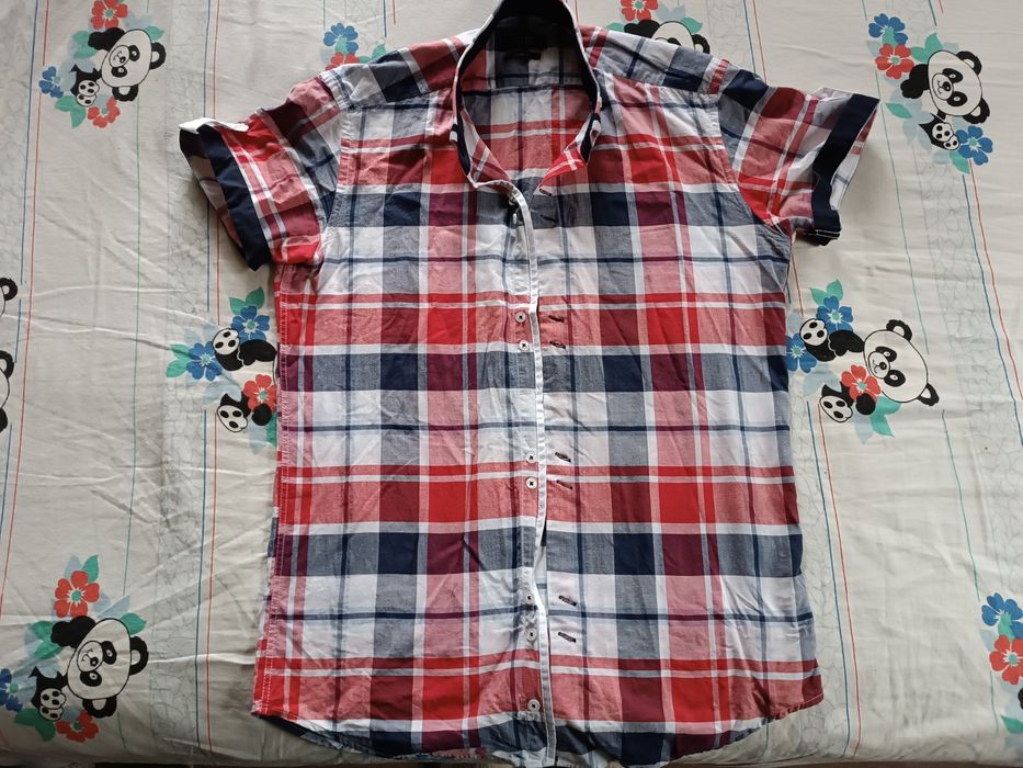 Cămașă cu mâneci scurte în carouri, bărbați