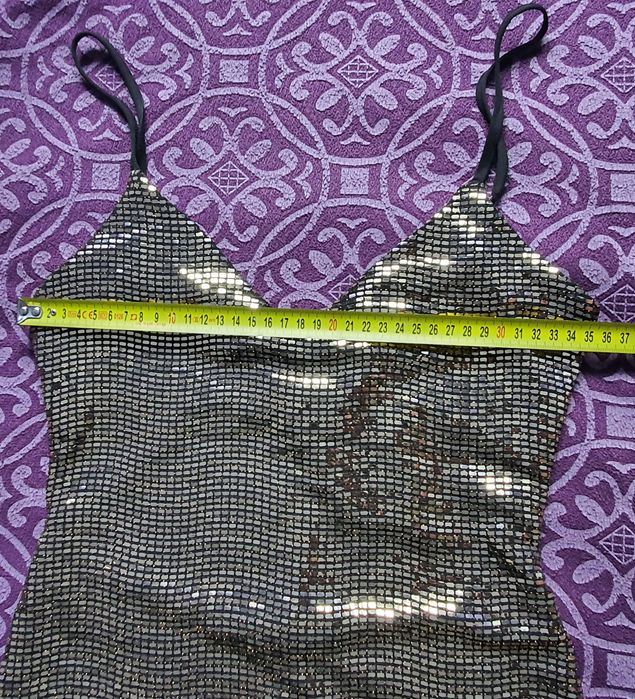 Rochie mini metalică Bershka, spate gol, mărimea S