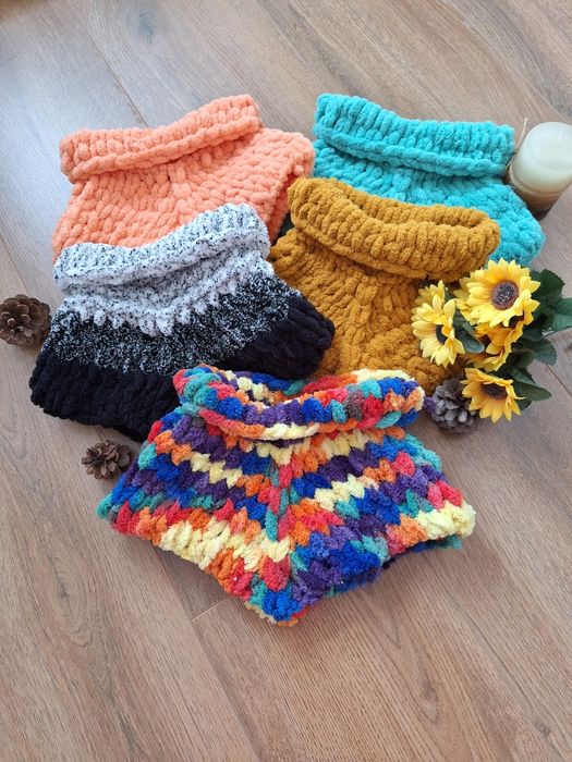 Ръчно плетен шал-яка от прежда Ализе пуфи