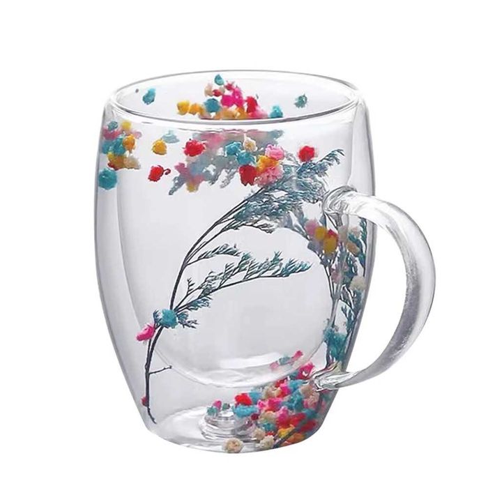 Стъклена чаша със сухи цветя CupHup