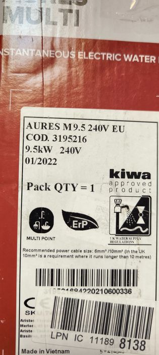 Проточен бойлер Ariston Aures Multi 9kW 4 степени