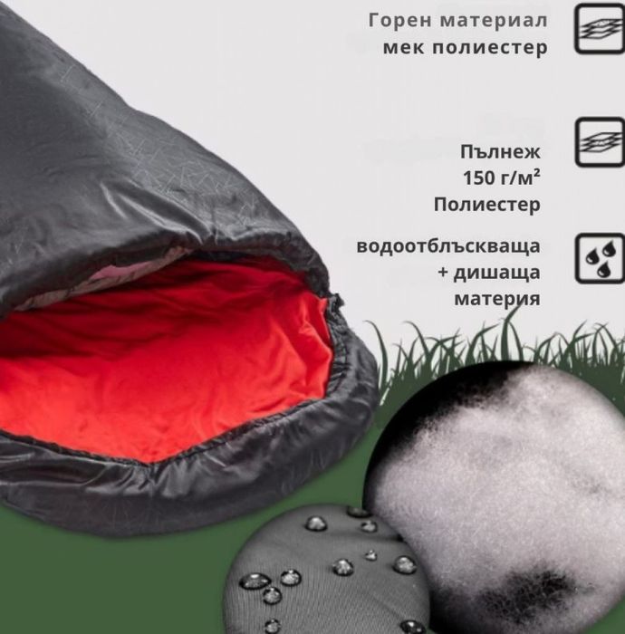 Летен спален чувал Living & Garden син и червен