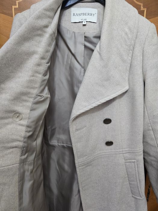 Palton lana, bej, marimea S, Raspberry