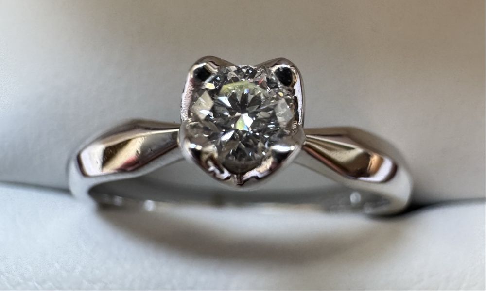 Inel logodna marimea 50 aur alb diamant natural