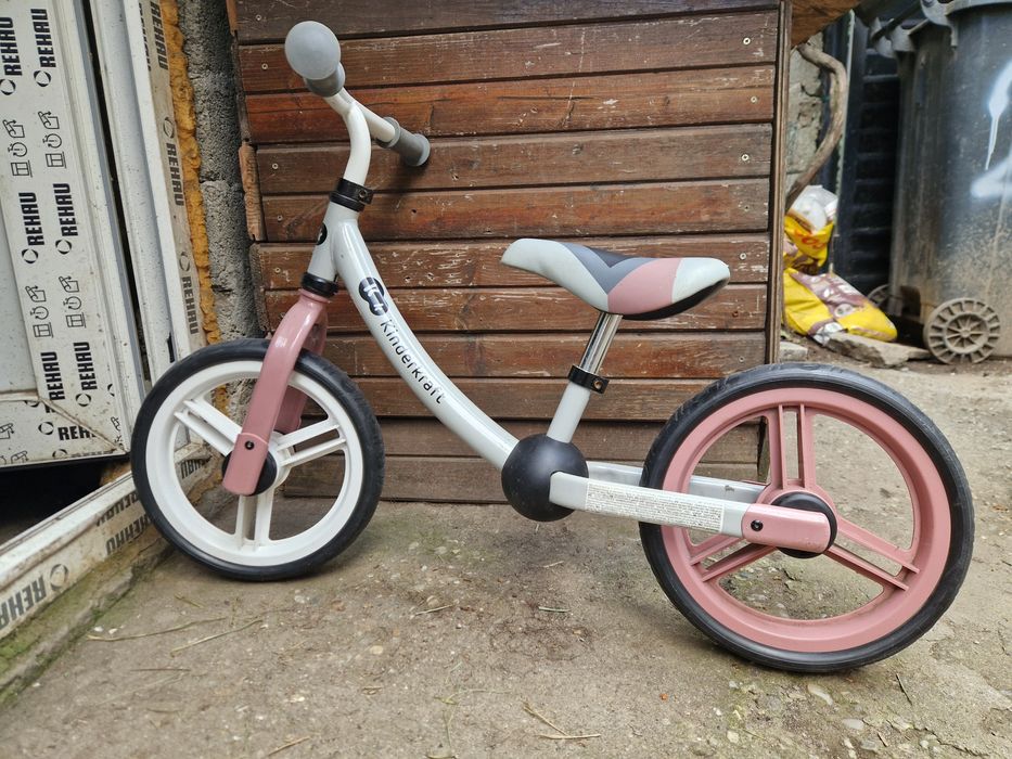 Bicicleta fara pedale Kinderkraft - 2Way Next, roz, 12", pentru copii