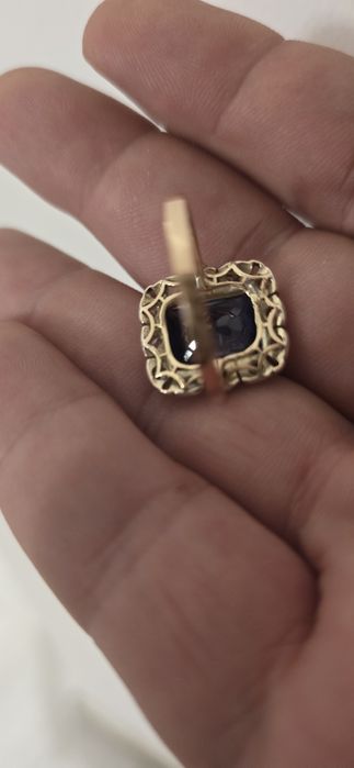 Inel 14 k safir si diamante