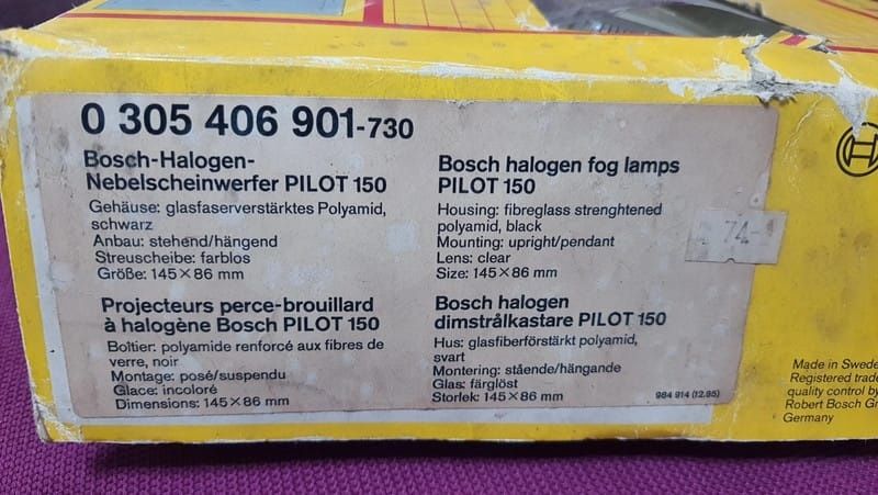 Set proiectoare ceata OEM Bosch Pilot 150 pentru mașini clasice vwgolf