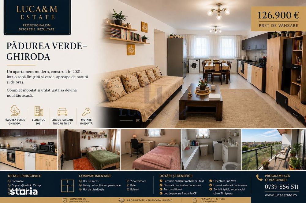Apartament 3 camere , Padurea Verde – Ghiroda , 75 mp — fotografia 1