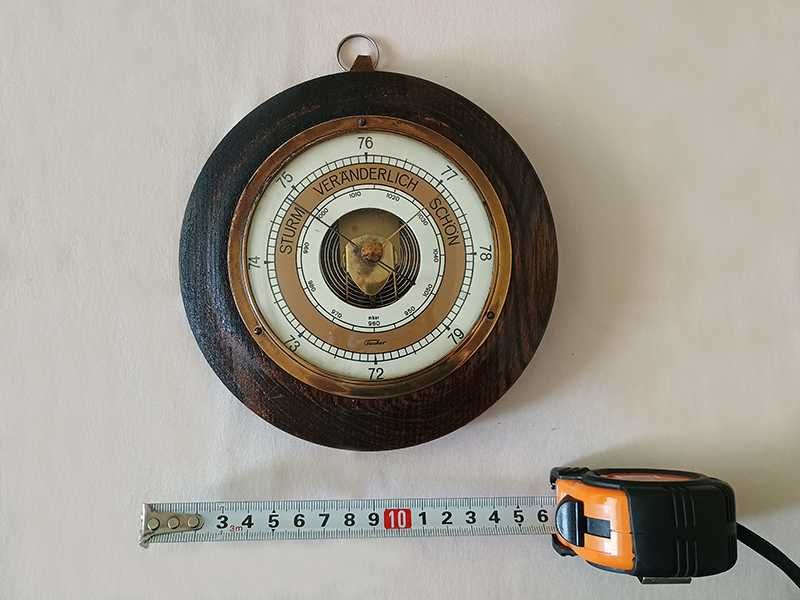 Немски барометър със термометър дърворезба / барометър - Fischer