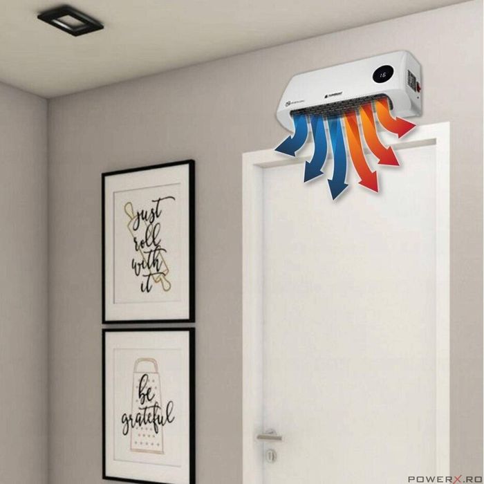 Incalzitor, aeroterma electrica de perete, cu telecomanda, 2000W,