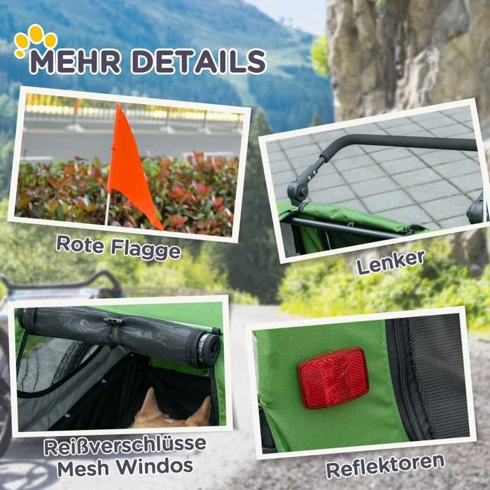 PawHut 2-в-1 количка за кучета, ремарке за велосипед  до 20 кг