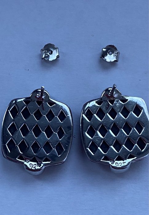 Cercei pătrați argint Sterling Silver cu onix fațetat 8 grame din 2007