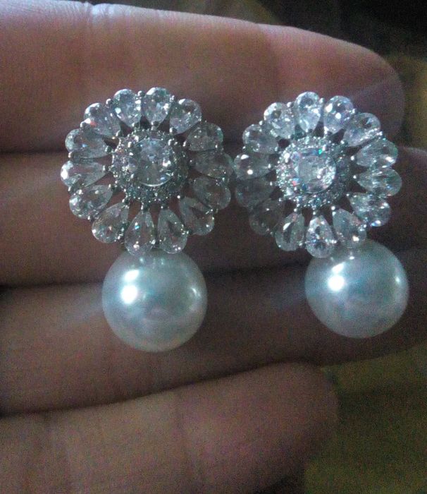 Superbi cercei de efect in forma de inima perla, zirconii - 4 modele