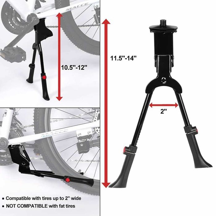 Двойна централна стойка за велосипед WAG, Степенка, Регулилуема, Черна