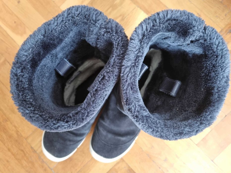 Дамски кожени ботуши Кларкс Clarks тъмносини